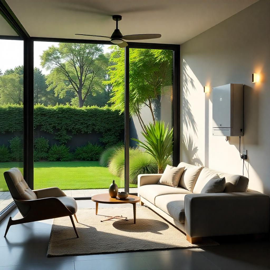 Modern living room with solar system